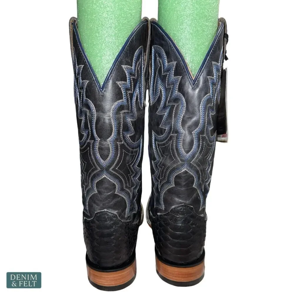 NEW‎ Cody James Black Python Western Boots Square Toe Exotic Cowboy Rodeo 9D